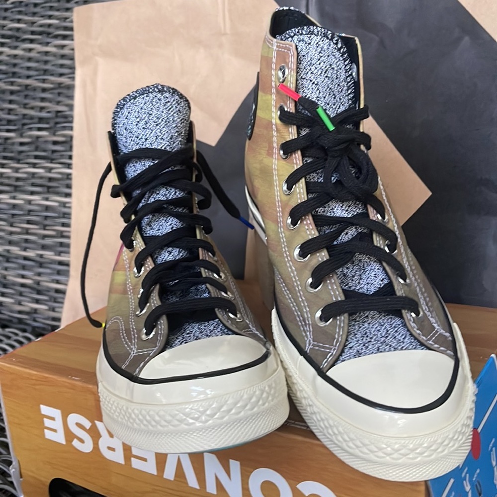 Converse Chuck Taylor All Star 70 Hi Brown/Solar Red/Electric Aqua mens NBA JAM - Picture 6 of 16